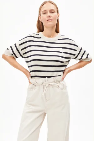 Armedangels LIZAA LINO STRIPES Relaxed Fit Stricktop - (L)