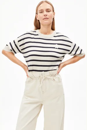 Armedangels LIZAA LINO STRIPES Relaxed Fit Stricktop - (L)