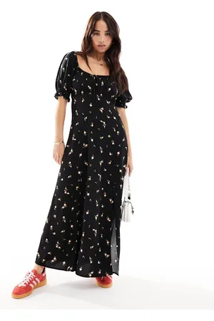 Miss Selfridge Tie front midi tea dress in ditsy