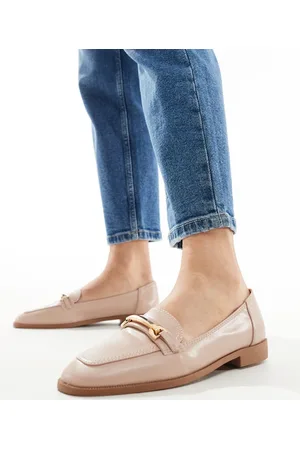 ASOS Verity loafer flat shoes with trim in blush