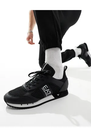 EA7 Armani logo mesh mix trainer in /white
