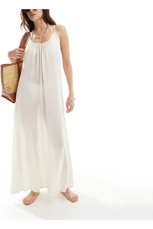 VILA Beach cami maxi dress in cream