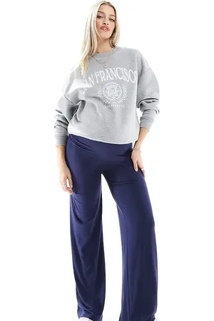 Mama;licious Mamalicious Maternity over the bump wide leg trousers in navy