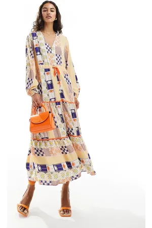 Never Fully Dressed Contrast trim maxi dress in sunshine print
