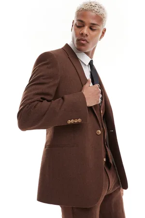 ASOS Wedding skinny wool mix suit jacket in basketweave texture