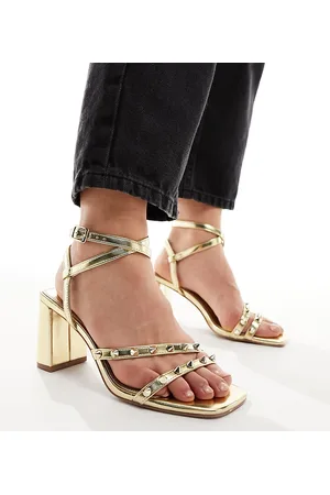 ASOS Wide Fit Hampstead studded mid heeled sandals in