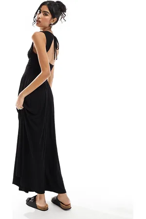 ASOS Crinkle shirred bodice maxi dress with open back in