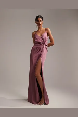ASOS Bridesmaid satin cami maxi dress with drape detail in orchid