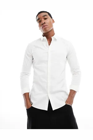 New Look Long sleeve muscle fit poplin shirt in