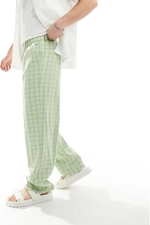 ASOS Smart wide leg pull on trousers in gingham check