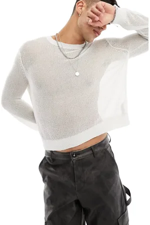 ASOS Knitted metallic mesh long sleeve jumper in