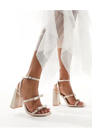 Be Mine Bridal Angelin bow block heel sandals in blush