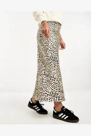 ASOS Satin bias midi skirt in leopard print