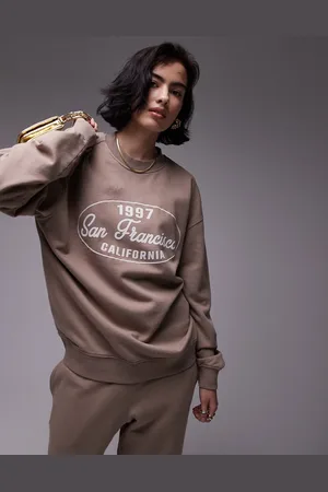 Topshop Graphic co ord San Fransico sweat in chocolate