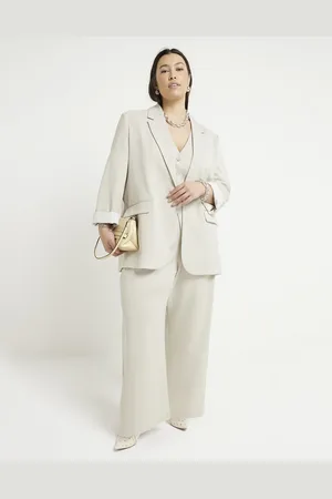River Island Relaxed roll sleeve blazer in light
