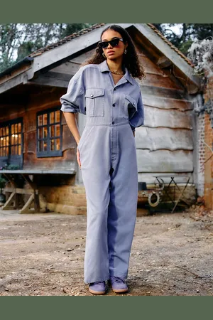 ASOS Collared boilersuit with button detail leg in