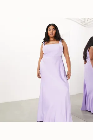ASOS ASOS DESIGN Bridesmaid Curve satin square neck maxi dress in lilac