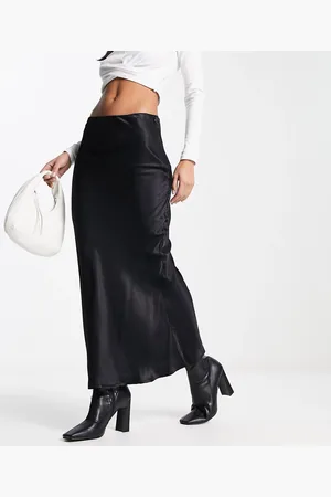 Stradivarius Satin bias midi skirt in