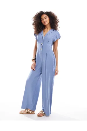 ASOS Collared linen button through jumpsuit in