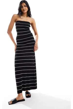 Pretty Lavish Knit maxi skirt co-ord in monchrome stripe