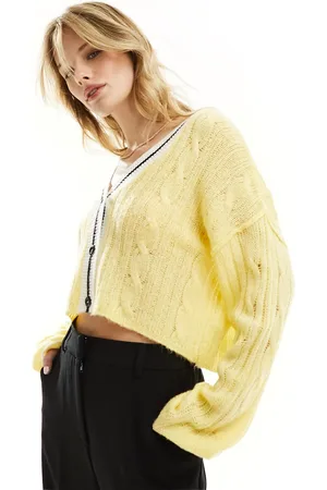 ASOS Knitted clean cable cardigan in buttermilk