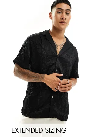 ASOS Short sleeve relaxed deep revere collar satin shirt in