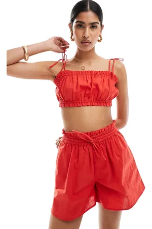 ASOS Crop top with ruffle and tie detail in co-ord