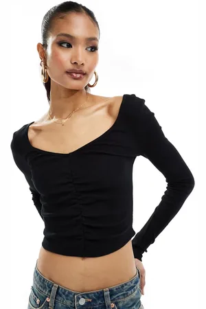 ASOS Ruched v front and back crop top in