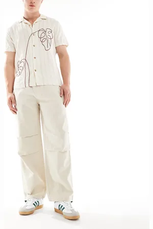 Only & Sons Linen mix baggy trouser with toggles in stone
