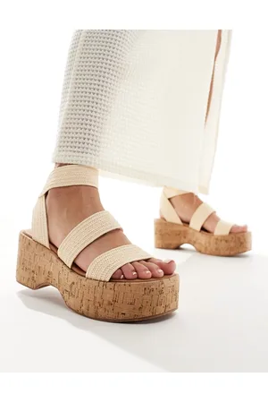 ASOS Tangle elasticated chunky wedges in natural