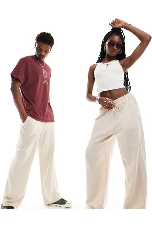 Reclaimed Unisex linen pull on trouser in ecru