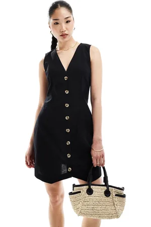 ASOS Mini button through linen waistcoat dress in