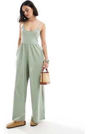 ASOS Scoop strappy washed jersey wide leg jumpsuit