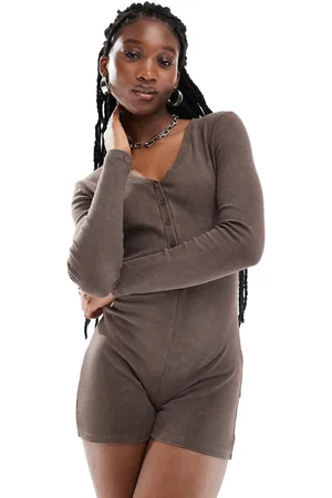 COLLUSION Washed long sleeve romper in