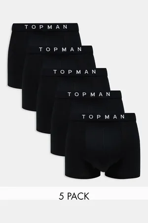 Topman 5 pack trunks in black with black waistbands