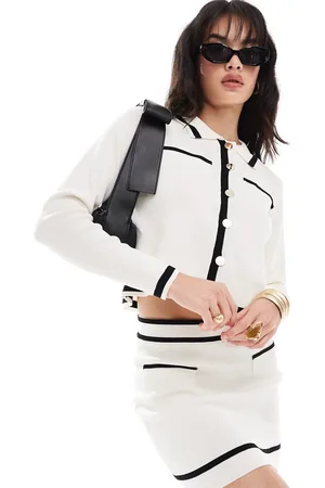 VERO MODA Fine knit contrast cardigan co-ord in monochrome