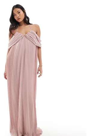 TFNC TFNC Bridesmaids Petite cold shoulder chiffon pleated maxi dress in soft