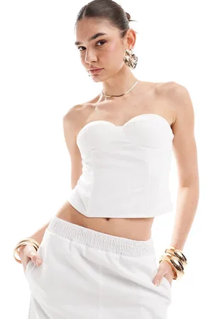 4th & Reckless Linen look sweetheart neck bandeau corset top co-ord in