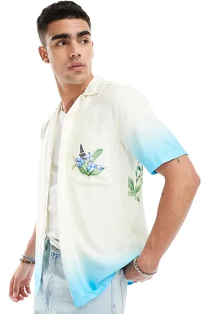 Only & Sons Revere collar shirt with floral print in ombre