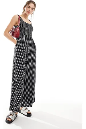 ASOS Scoop neck wide leg jumpsuit in mono spot print