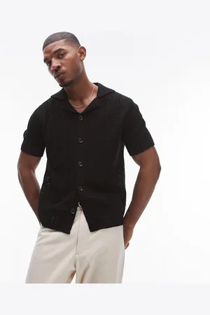 Topman Crochet panelled polo in