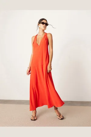 ASOS Twist shoulder detail maxi dress with drop waist in
