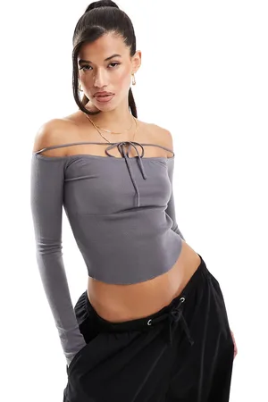 Edikted Tie detail off shoulder crop top in