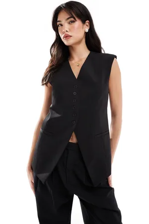 ASOS Longline exaggerated shoulder waistcoat in
