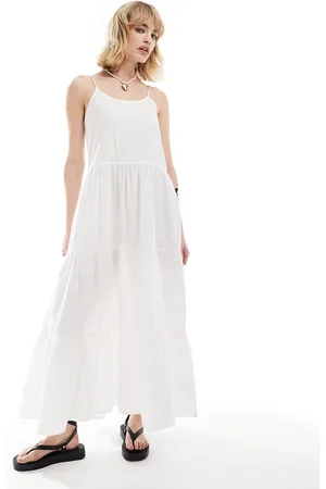 Monki Maxi sun dress with tiered layers and strappy low back in