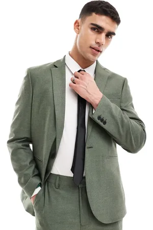 ASOS Slim suit jacket in forest oxford texture