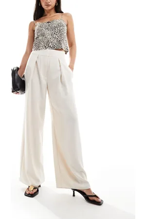 River Island Wide leg pleated trouser in cream
