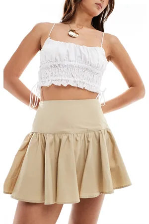 ASOS Dropped waist cotton mini skirt in khaki