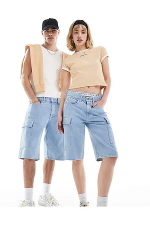 Calvin Klein 90s cargo skater shorts in light wash - ASOS Exclusive