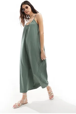 VERO MODA Chuck on cami maxi dress in khaki